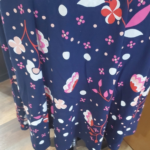 Boden Blue and Pink Floral Faux Wrap Midi Dress - Picture 3 of 9
